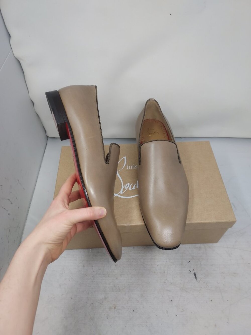 Christian Louboutin MENS Dandelion Leather Brown Roca Loafer